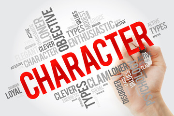 CHARACTER word cloud collage with marker , social concept background