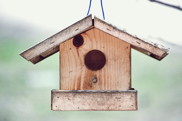 Bird table hanging on a rope