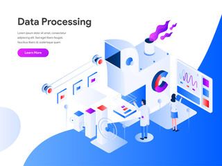 Data Processing Isometric Illustration Concept. Modern flat design concept of web page design for website and mobile website.Vector illustration EPS 10