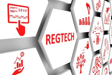 REGTECH concept cell background 3d illustration