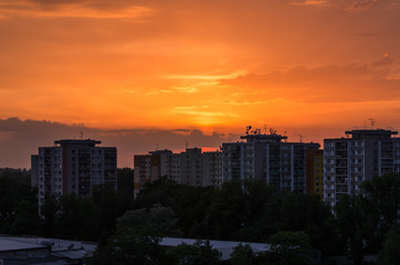 Fototapeta na wymiar Dramatic sunset in Czech landscape