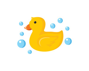 Modern Rubber Duck Logo Illustration In Isolated White Background