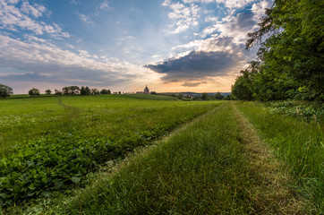 Obraz premium Dramatic sunset in Czech landscape