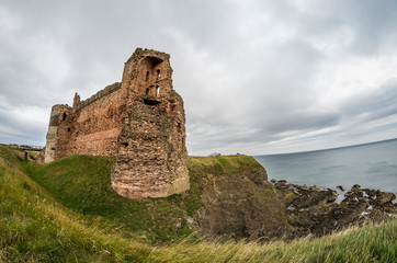 Wide angle view of Tantallon Castle, Scotland