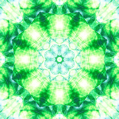 Abstract fractal bandana print. Square pattern design for pillow, carpet, rug, fabrics. Mandala design for silk neck scarf, kerchief, shawl, wrap.