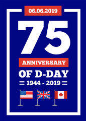 D-day 75th anniversary of the naval landing operation during the Second World War by the forces of the USA, Great Britain, Canada. illustration
