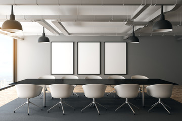 Modern meeting room with poster