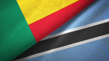 Benin and Botswana two flags textile cloth, fabric texture 