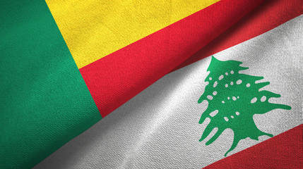 Benin and Lebanon two flags textile cloth, fabric texture