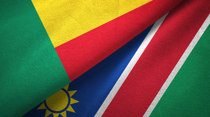 Benin and Namibia two flags textile cloth, fabric texture