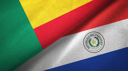 Benin and Paraguay two flags textile cloth, fabric texture