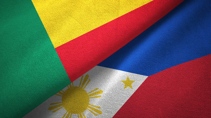 Benin and Philippines two flags textile cloth, fabric texture