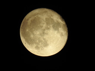 Full moon, crater, night sky