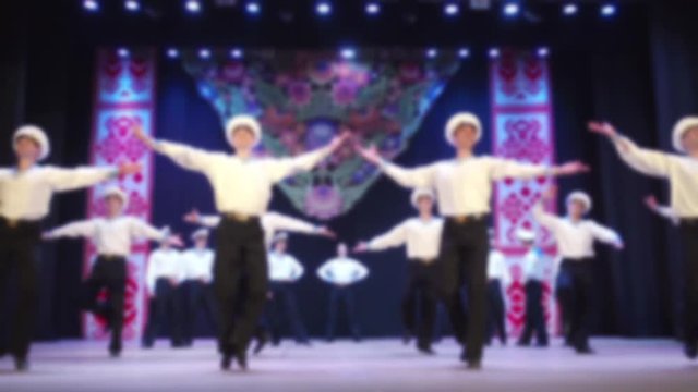 Ukrainian national dances. Out of focus. Slow motion.