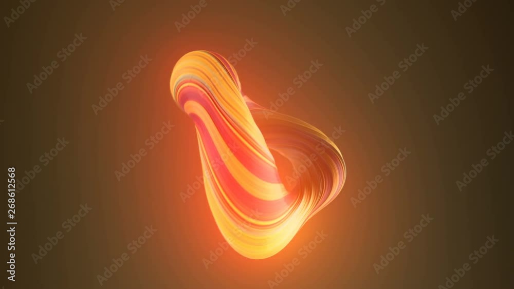 Poster Red and yellow colored twisted shape motion graphics background. Computer generated abstract geometric 3D render loop animation. 4K, Ultra HD resolution.