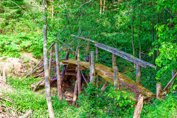 Old wooden bridge over the creek.