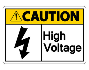 Fototapeta premium Caution high voltage sign on white background,Vector illustration