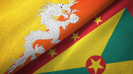Bhutan and Grenada two flags textile cloth, fabric texture