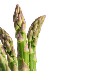 Fresh asparagus with dew isolated on white