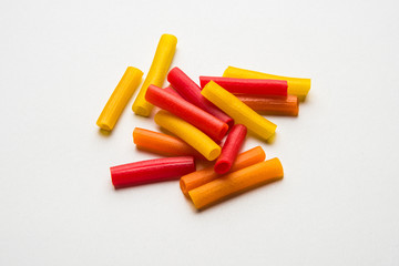 Snack pellets are non-expanded products made with raw materials like cereals, potatoes or vegetable powders, later processed using frying, hot air baking. multicoloured / shaped ready-to-eat snacks