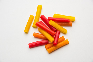 Snack pellets are non-expanded products made with raw materials like cereals, potatoes or vegetable powders, later processed using frying, hot air baking. multicoloured / shaped ready-to-eat snacks