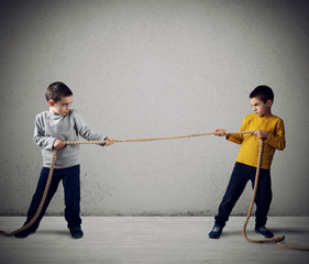Rivalry of two brothers with a rope