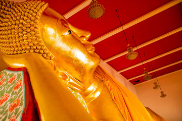 Golden Buddha Statue , Wat Maha Phruttharam is ancient temples built since the Ayutthaya period at...
