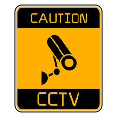 CCTV camera sign in yellow signage