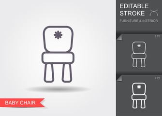 Baby chair. Line icon with editable stroke with shadow