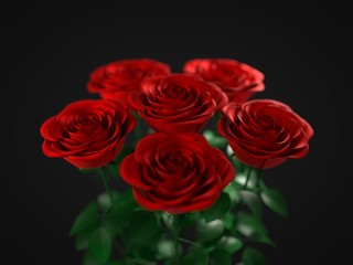 a red rose pack on dark background. 3d illustration