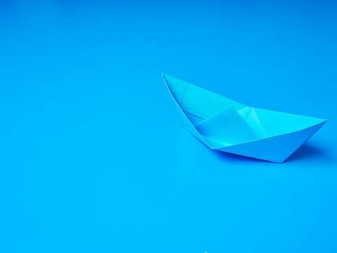 Business Origami Blue Boat Paper