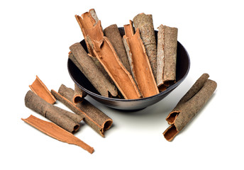 Cinnamon on a white background