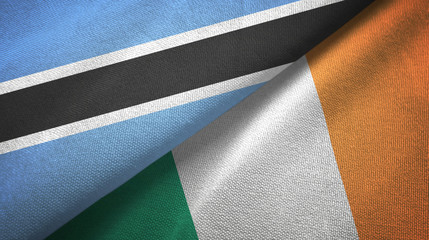 Botswana and Ireland two flags textile cloth, fabric texture