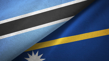 Botswana and Nauru two flags textile cloth, fabric texture