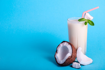 Pina Colada - Tropical Cocktail with Pineapple Juice, Coconut Milk and Rum. Fresh Summer Drink with...