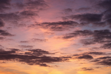 Dramatic sky with clouds in evening time, sunset