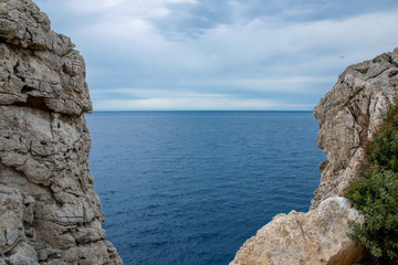 sea view from the cliff in the evening