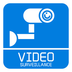 CCTV, video surveillance sign in blue