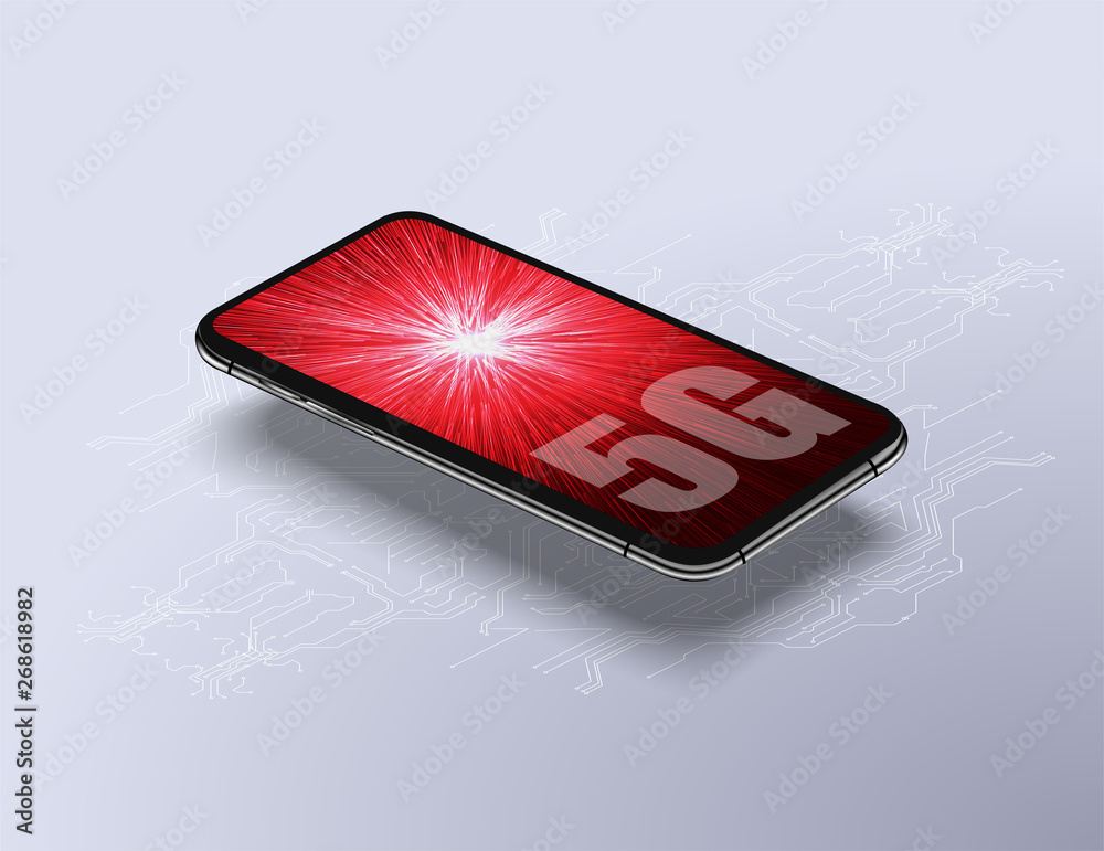 Poster 5g new wireless internet wifi connection. new mobile communication technology. mobile phone with the