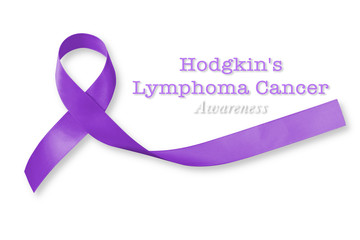 Hodgkin's lymphoma and testicular cancer awareness violet ribbon symbolic bow color on white background (isolated with clipping path)