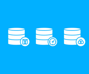 database icons in blue background
