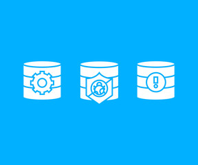 database icons in blue background