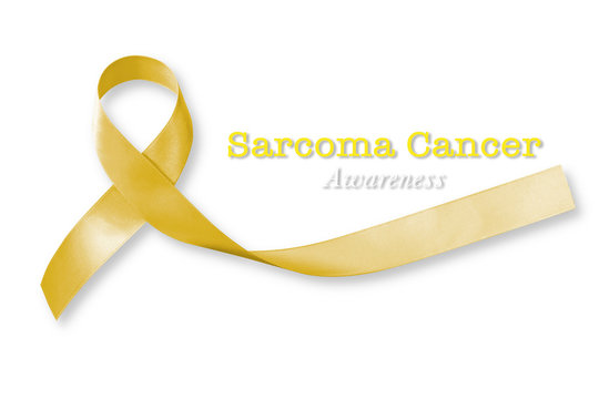 Sarcoma Bone cancer yellow awareness yellow ribbon isolated on white background (clipping path):
