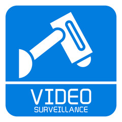 CCTV, video surveillance sign in blue