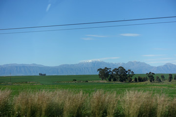 Snow top mountains in the distance