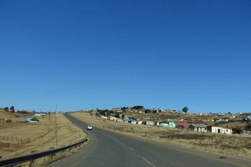 Small houses on roadside, south africa