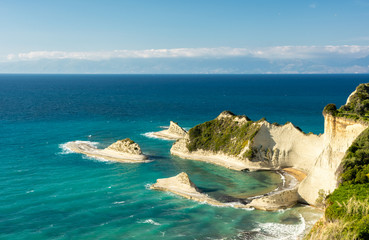 Scenic view of Cape Drastis cliffs, Corfu, Greece