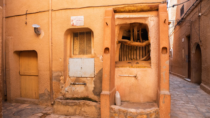 Building in desert old town Ghardaia in Algeria