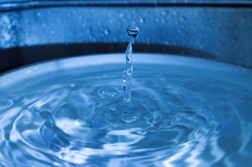 falling drop into clear water