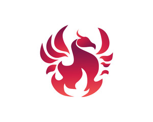 Modern Flaming Phoenix Logo In Isolated White Background